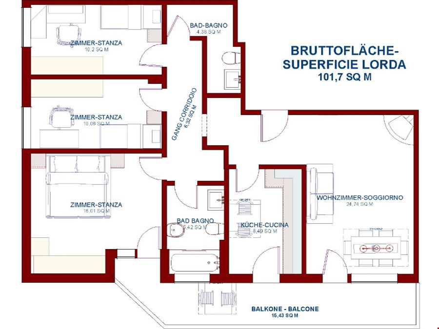 Vierzimmerwohnung in Bozen, Zone Don Bosco zu verkaufen Vierzimmerwohnung in Bozen, Zone Don Bosco zu verkaufen