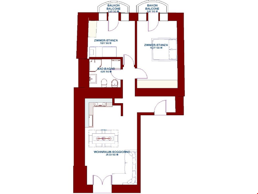 Stilvolle Dreizimmerwohnung in der Meraner Altstadt