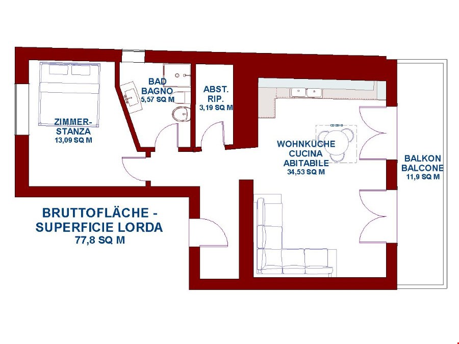 Stilvolle Zweizimmerwohnung in der Meraner Altstadt