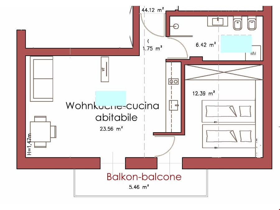 Zweizimmerwohnung in kleinem Wohnhaus zu verkaufen