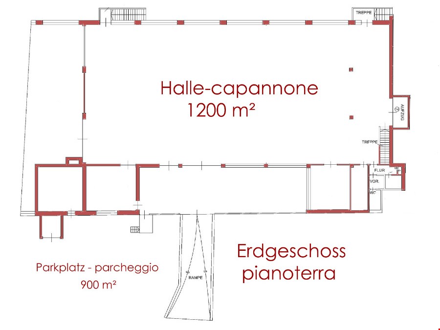 Betriebshalle mit 1.200 m² Nutzfläche zzgl. 900 m² Parkplatz