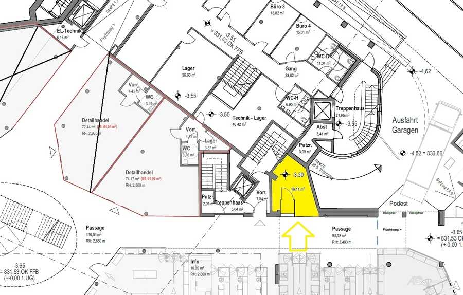 Kleines Geschäftslokal in der "Raiffeisen Passage" im Zentrum von Bru 8