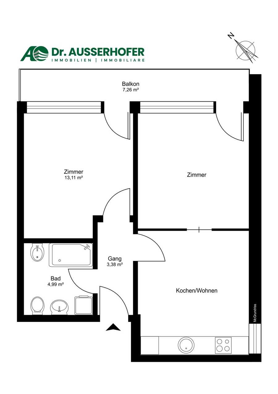 Dreizimmerwohnung im letzten Stock mit Blick ins Grüne in zentraler L 4