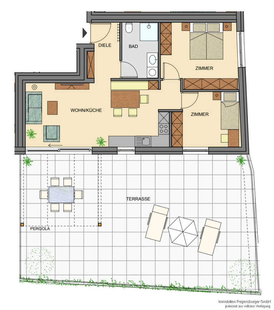 Neubau 3-Zimmer Erdgeschosswohnung mit 98.55m² Terrasse 2