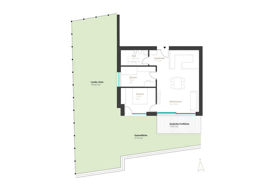 Wunderschöne Dreizimmergartenwohnung mit Eckgarten Südwest - provisi 6