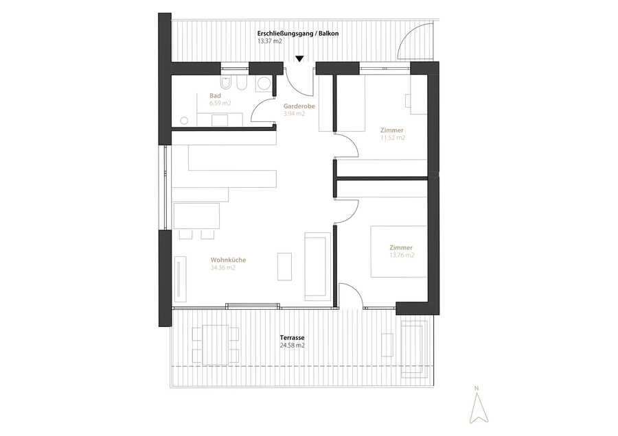 Lichtdurchflutete Dreizimmerwohnung mit sonniger Südterrasse - provis 7