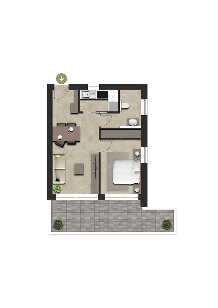 Wunderschöne Zweizimmerwohnung mit gemütlicher Terrasse 2