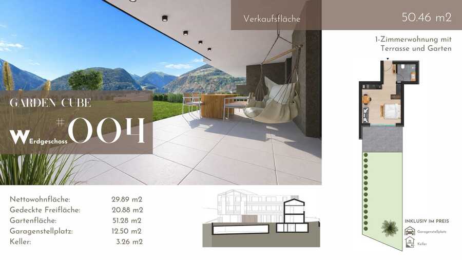 Moderne Einzimmer-Gartenwohnung mit Ortlerblick in Mals - exklusiv und 7