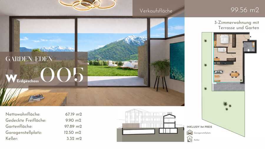 Attraktive 3-Zimmer-Gartenwohnung mit Ortlerblick in Mals - exklusiv u 8