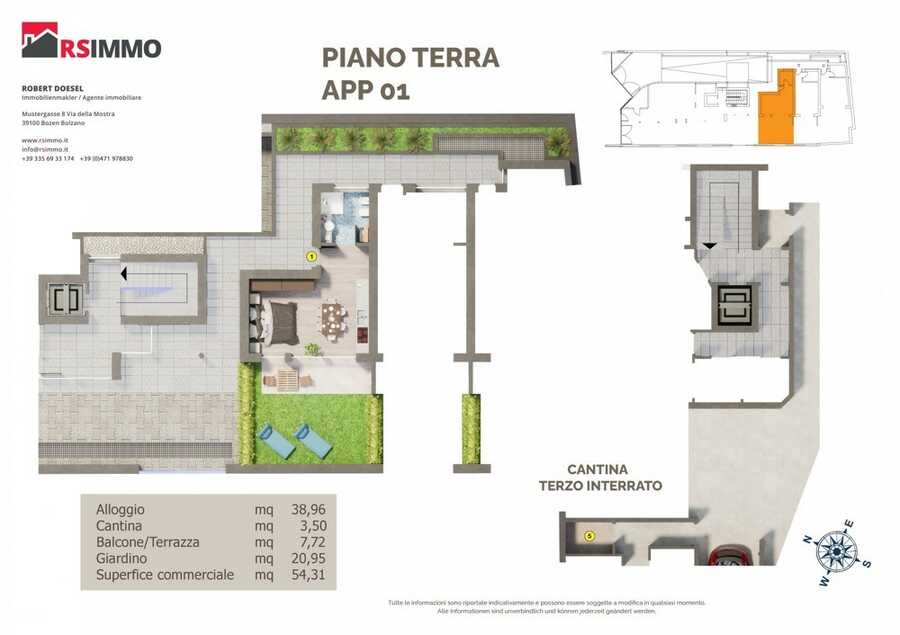 Einzimmer-Neubauwohnung mit Garten 2